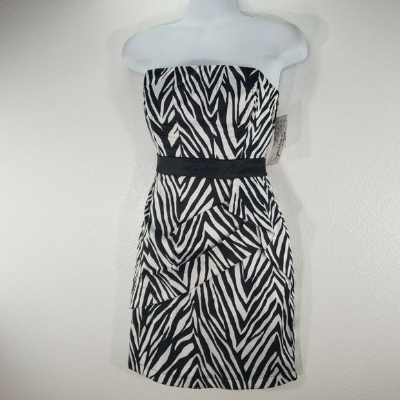 Speechless Dress Size 5 Sheath Peplum Zebra Print - Picture 3 of 8